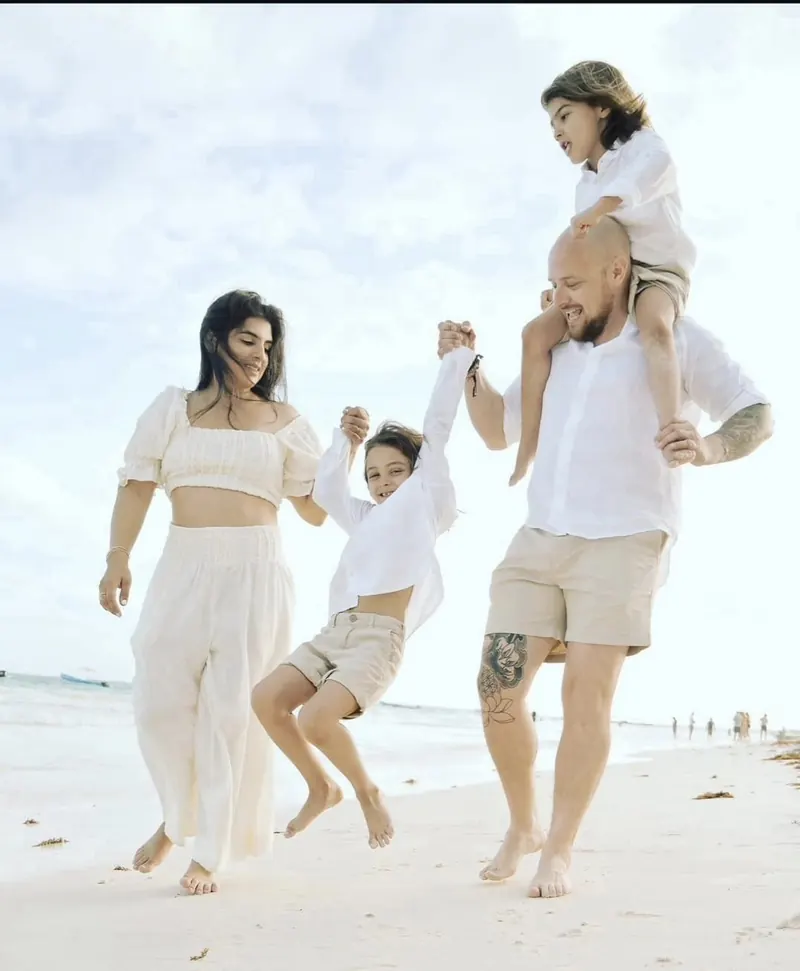 Javier Rincón, owner of Tile with Style, with his family